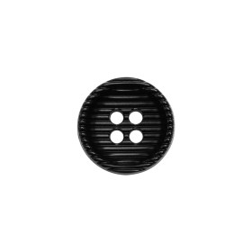 Plastic 4 Hole Button – Ribbed Black Bowl Shaped – 24L/15mm Plastic 4 Hole Button – Ribbed Black Bowl Shaped – 24L/15mm