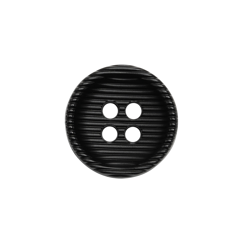 Plastic 4 Hole Button – Ribbed Black Bowl Shaped – 32L/20mm Plastic 4 Hole Button – Ribbed Black Bowl Shaped – 32L/20mm