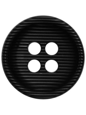 Plastic 4 Hole Button – Ribbed Black Bowl Shaped – 44L/28mm Plastic 4 Hole Button – Ribbed Black Bowl Shaped – 44L/28mm