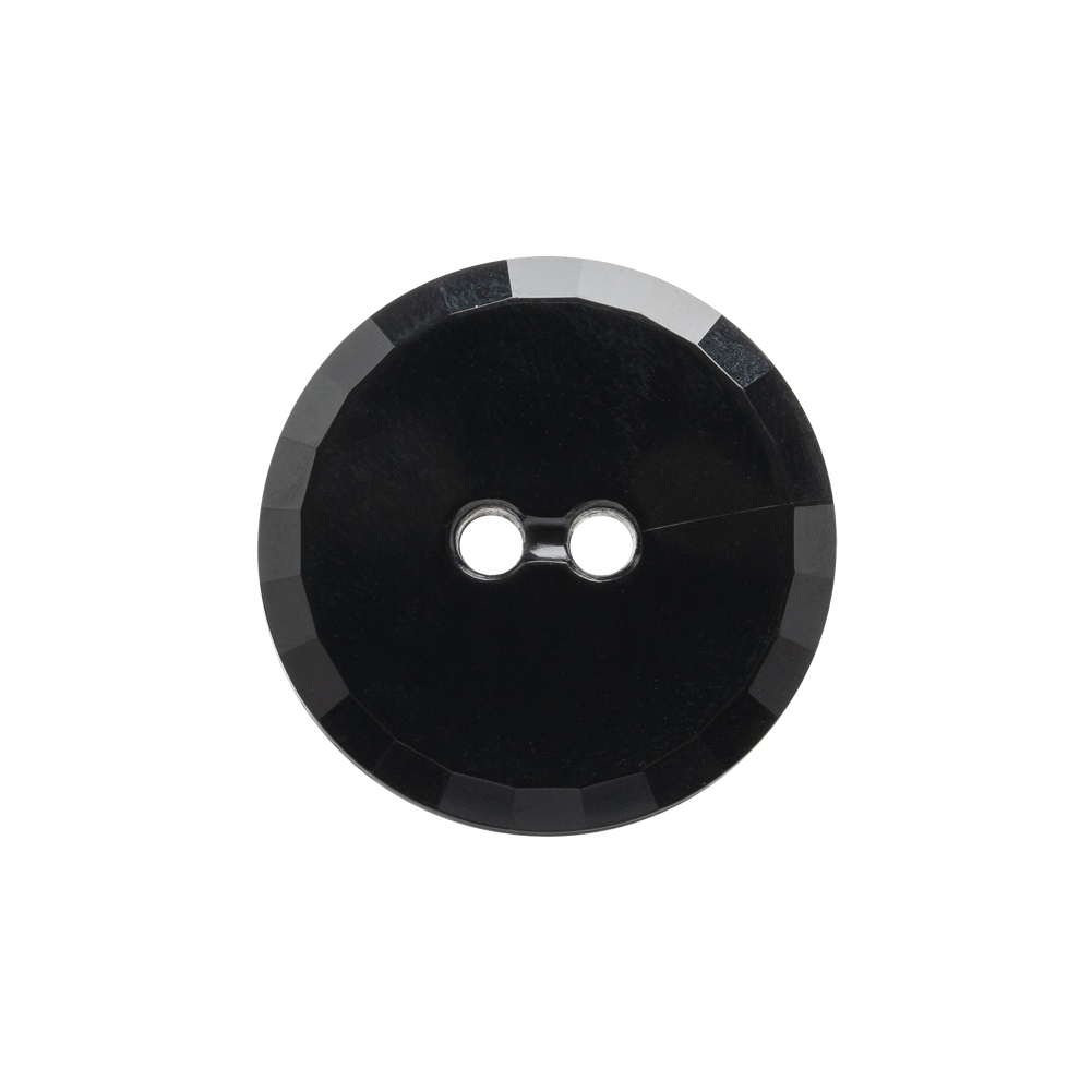 Flat Plastic 2-Hole Button – Black Faceted Rim – 36L/23mm Flat Plastic 2-Hole Button – Black Faceted Rim – 36L/23mm