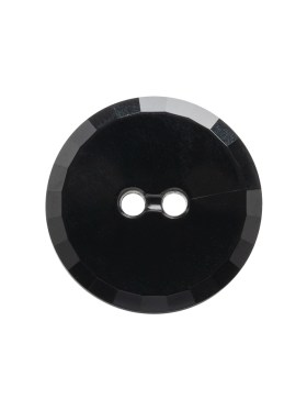Flat Plastic 2-Hole Button – Black Faceted Rim – 36L/23mm Flat Plastic 2-Hole Button – Black Faceted Rim – 36L/23mm