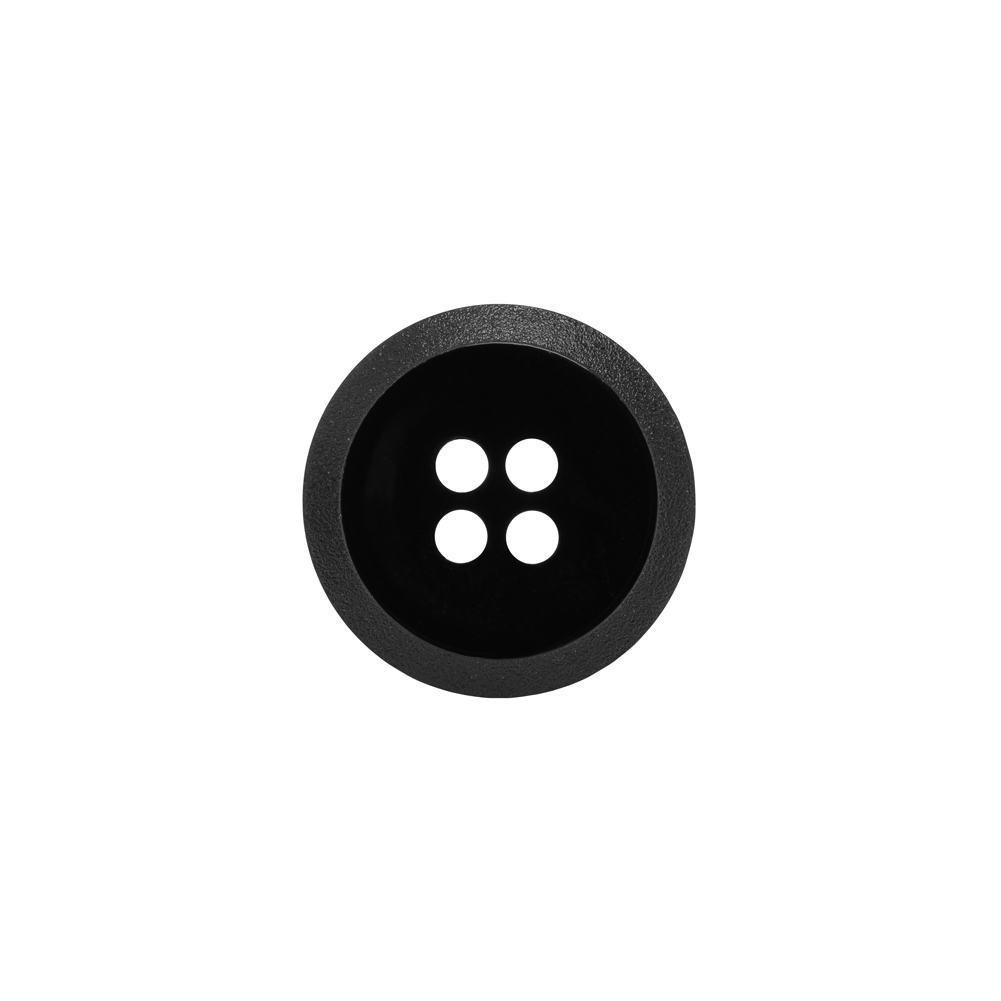 Plastic 4-Hole Button – Black Dish Shaped Matte Rim – 24L/15mm Plastic 4-Hole Button – Black Dish Shaped Matte Rim – 24L/15mm