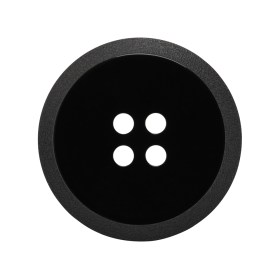 Plastic 4-Hole Button – Black Dish Shaped Matte Rim – 44L/28mm Plastic 4-Hole Button – Black Dish Shaped Matte Rim – 44L/28mm