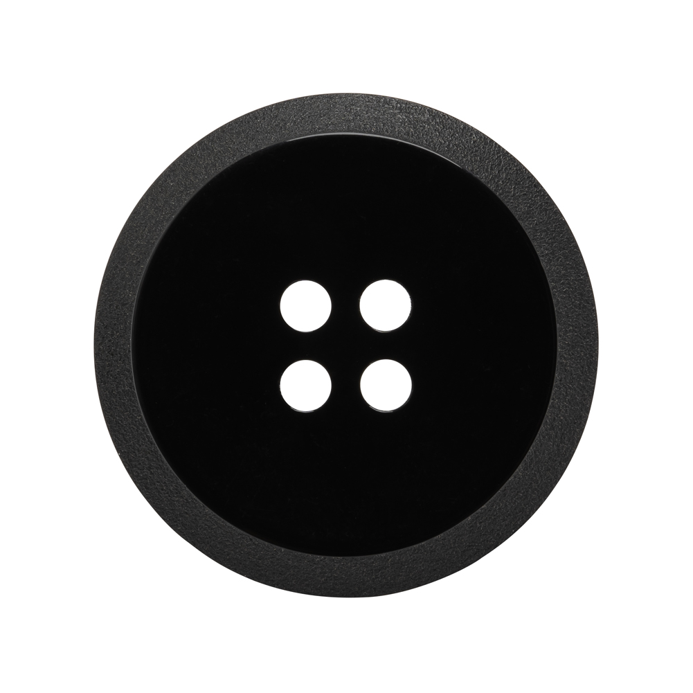 Plastic 4-Hole Button – Black Dish Shaped Matte Rim – 44L/28mm Plastic 4-Hole Button – Black Dish Shaped Matte Rim – 44L/28mm