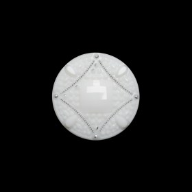 Faceted Plastic Shank Back Button – White and Silver Faux Gems – 30L/19mm Faceted Plastic Shank Back Button – White and Silver Faux Gems – 30L/19mm