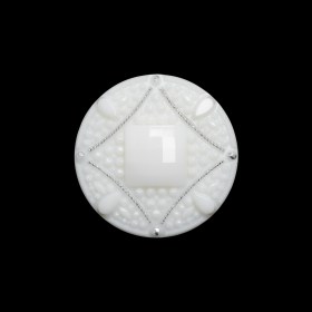 Faceted Plastic Shank Back Button – White and Silver Faux Gems – 36L/23mm Faceted Plastic Shank Back Button – White and Silver Faux Gems – 36L/23mm