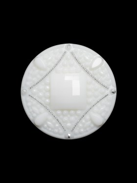 Faceted Plastic Shank Back Button – White and Silver Faux Gems – 36L/23mm Faceted Plastic Shank Back Button – White and Silver Faux Gems – 36L/23mm