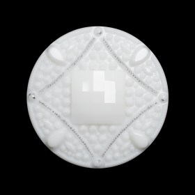 Faceted Plastic Shank Back Button – White and Silver Faux Gems – 44L/28mm Faceted Plastic Shank Back Button – White and Silver Faux Gems – 44L/28mm