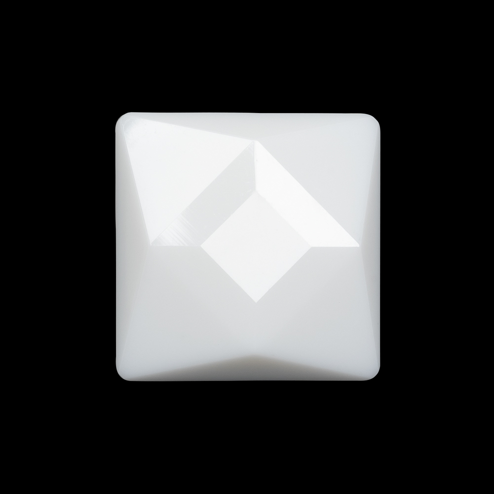 Plastic Shank Back Button – White Faceted Square – 44L/28mm Plastic Shank Back Button – White Faceted Square – 44L/28mm