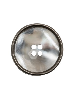Shell 4-Hole Button – 36L/23mm – Translucent Gray with Gunmetal Narrow Rim Shell 4-Hole Button – 36L/23mm – Translucent Gray with Gunmetal Narrow Rim