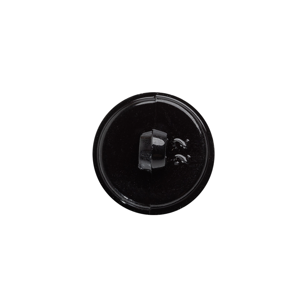 Plastic Shank Back Button - 24L/15mm - Black Faux Leather Wrapped