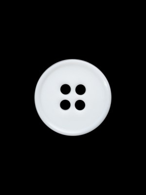 Plastic 4-Hole Button Made in Italy – 24L/15mm – White Narrow Rim Plastic 4-Hole Button Made in Italy – 24L/15mm – White Narrow Rim