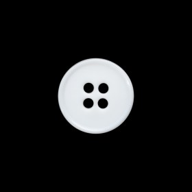 Plastic 4-Hole Button Made in Italy – 24L/15mm – White Narrow Rim Plastic 4-Hole Button Made in Italy – 24L/15mm – White Narrow Rim