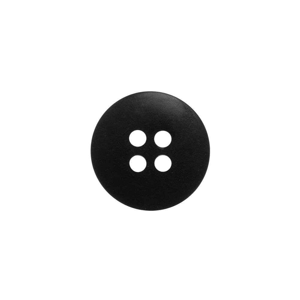 Plastic 4-Hole Button - 24L/15mm - Matte Black Smooth Top