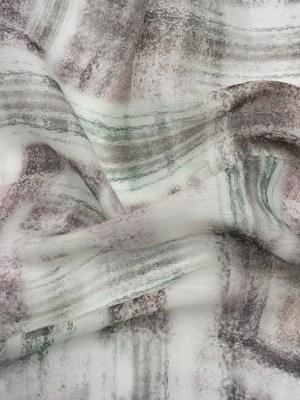 Purple, Green and Gray Abstract Lightweight Linen and Silk Woven Purple, Green and Gray Abstract Lightweight Linen and Silk Woven