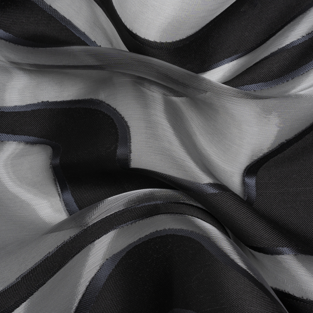 Metallic Gunmetal and Black Flowing Lines Luxury Burnout Brocade Metallic Gunmetal and Black Flowing Lines Luxury Burnout Brocade