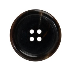 Plastic 4-Hole Button – 44L/28mm – Dark Brown and Beige Lines Rolled Rim Plastic 4-Hole Button – 44L/28mm – Dark Brown and Beige Lines Rolled Rim