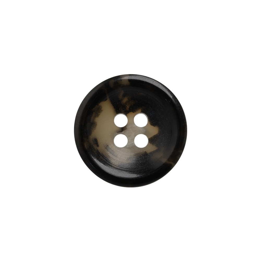 Plastic 4-Hole Button – 28L/18mm – Black and Beige Mottled Dish Shaped Plastic 4-Hole Button – 28L/18mm – Black and Beige Mottled Dish Shaped