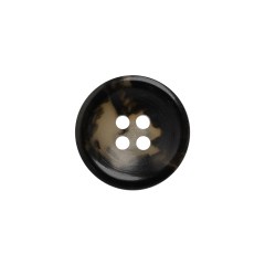 Plastic 4-Hole Button – 28L/18mm – Black and Beige Mottled Dish Shaped Plastic 4-Hole Button – 28L/18mm – Black and Beige Mottled Dish Shaped