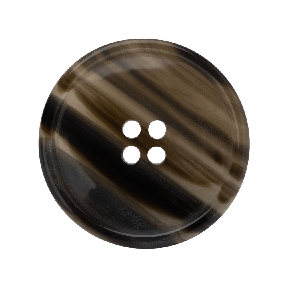 Plastic 4-Hole Button – 44L/28mm – Black and Brown Translucent Striations Narrow Rim Plastic 4-Hole Button – 44L/28mm – Black and Brown Translucent Striations Narrow Rim