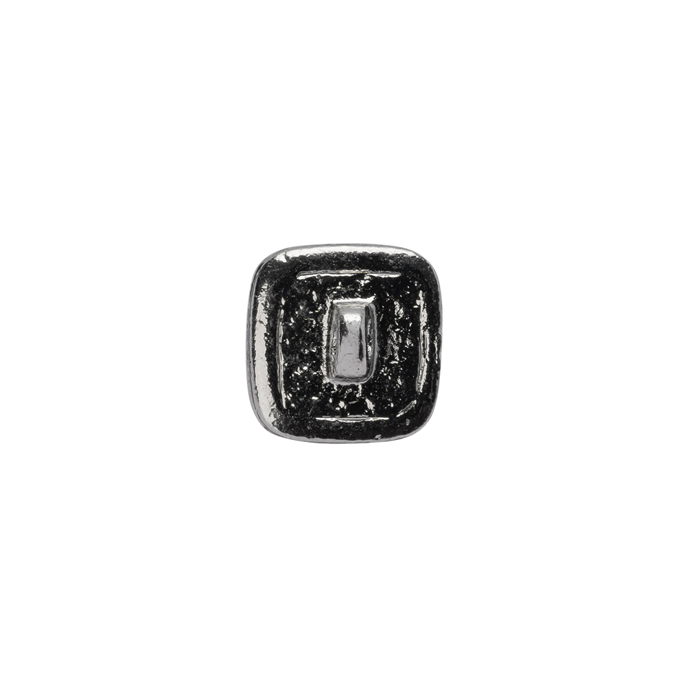 Square Rhinestone and Metal Shank Back Button - 18L/11.5mm - Silver and Crystal Grid