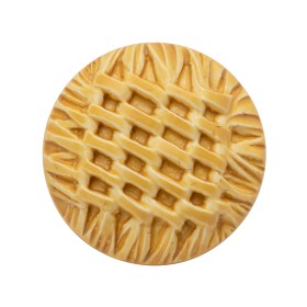 Plastic Shank Back Button – 44L/28mm – Mustard and Cream Basktweave Plastic Shank Back Button – 44L/28mm – Mustard and Cream Basktweave