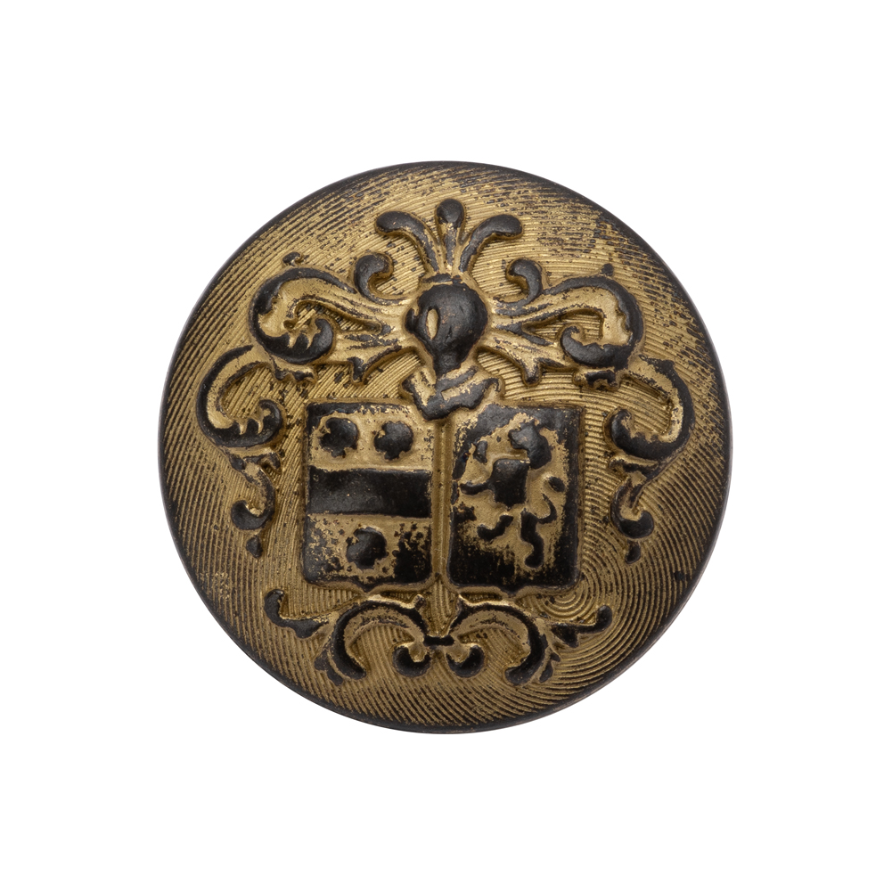 Metal Shank Back Button – 40L/25.5mm – Distressed Gold Crest Metal Shank Back Button – 40L/25.5mm – Distressed Gold Crest