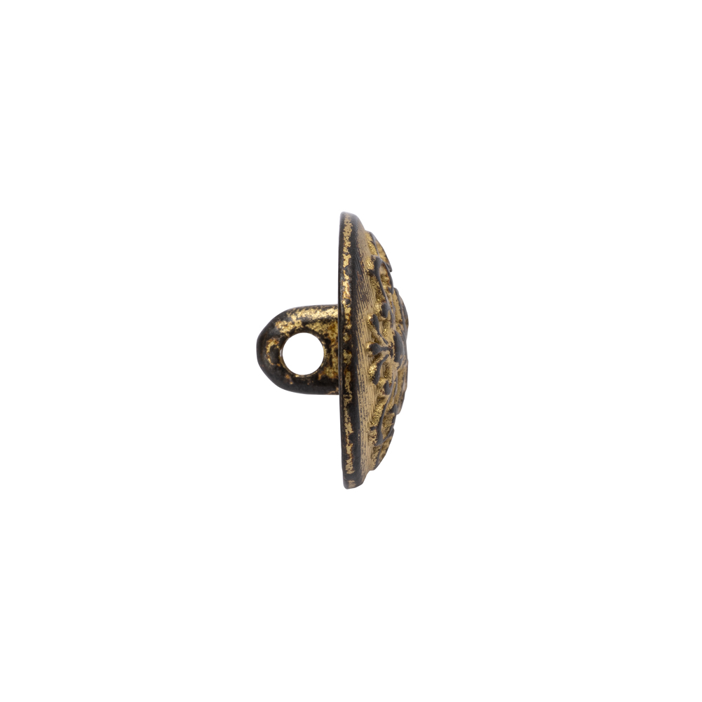 Metal Shank Back Button - 24L/15mm - Distressed Gold Crest