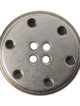 Metal 4-Hole Button – 54L/34mm – Silver and Brass Ombre Narrow Rim Metal 4-Hole Button – 54L/34mm – Silver and Brass Ombre Narrow Rim