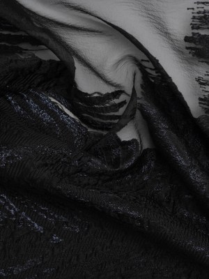Metallic Black Palm Leaves Luxury Burnout Brocade Metallic Black Palm Leaves Luxury Burnout Brocade