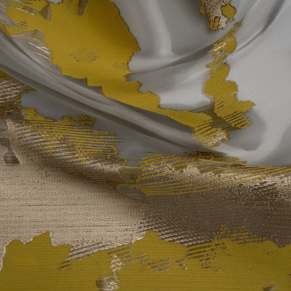 Yellow and Black Metallic Abstract Luxury Burnout Brocade Yellow and Black Metallic Abstract Luxury Burnout Brocade