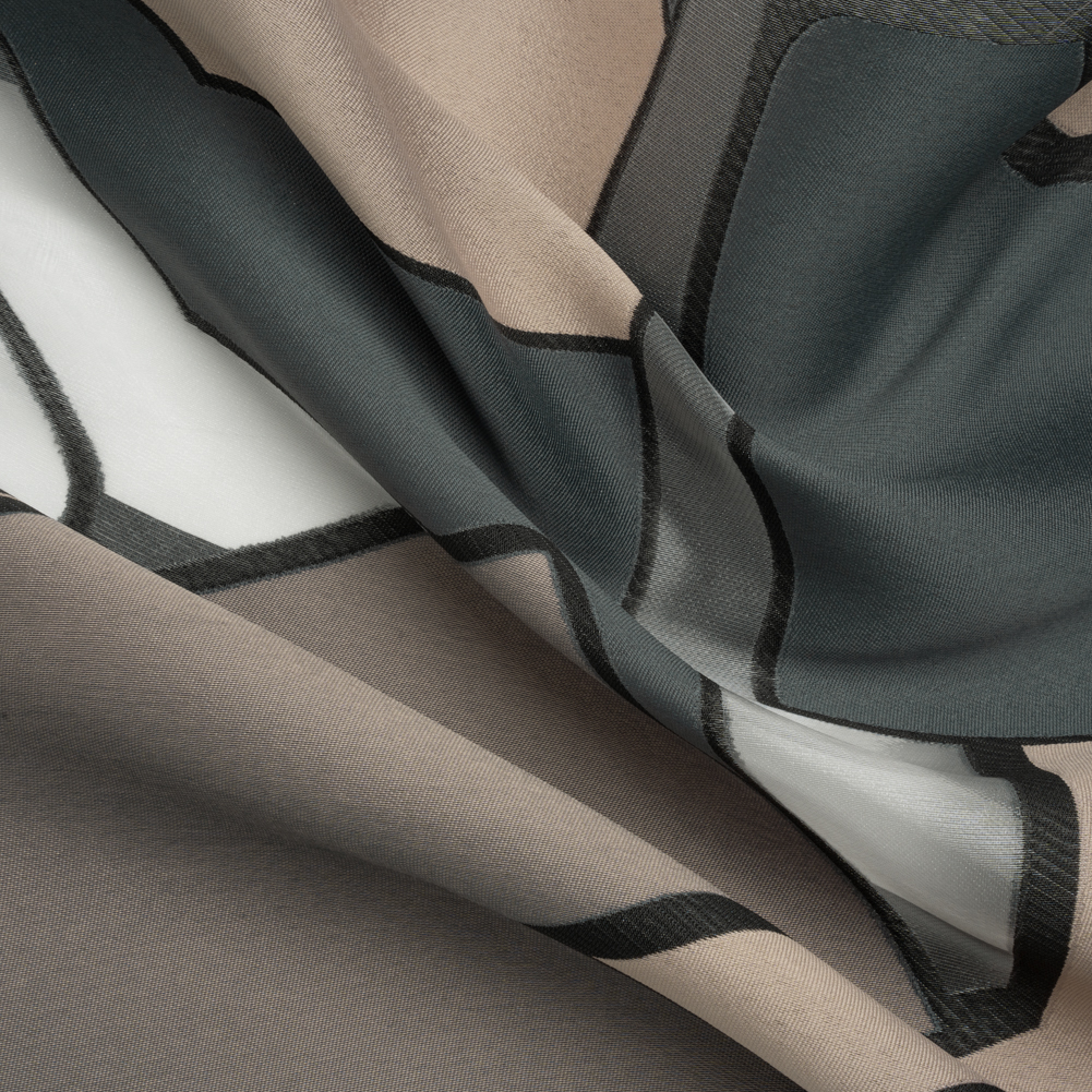 Taupe, Charcoal and Black Abstract Luxury Burnout Brocade Taupe, Charcoal and Black Abstract Luxury Burnout Brocade