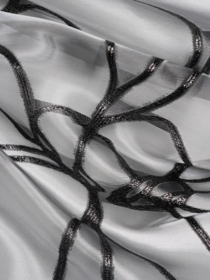 Metallic Black Flower Lines Luxury Burnout Brocade Metallic Black Flower Lines Luxury Burnout Brocade