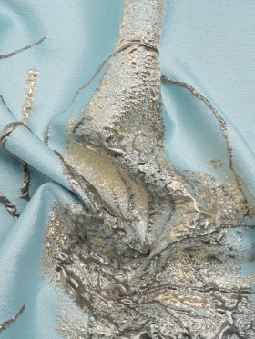 Metallic Silver, Gray and Sky Blue Fanciful Floral Luxury Brocade Metallic Silver, Gray and Sky Blue Fanciful Floral Luxury Brocade