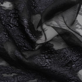 Metallic Gunmetal and Black Floral Silhouettes Border Luxury Burnout Brocade Metallic Gunmetal and Black Floral Silhouettes Border Luxury Burnout Brocade