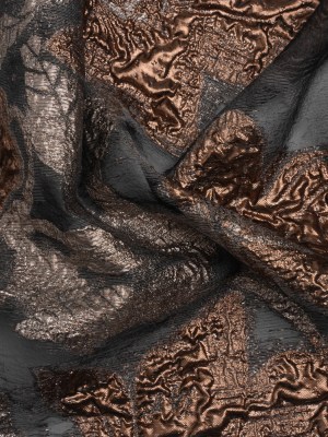Metallic Copper and Silver Floral Silhouettes Border Luxury Burnout Brocade Metallic Copper and Silver Floral Silhouettes Border Luxury Burnout Brocade