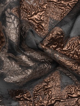 Metallic Copper and Silver Floral Silhouettes Border Luxury Burnout Brocade Metallic Copper and Silver Floral Silhouettes Border Luxury Burnout Brocade