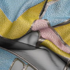 Pink, Blue and Yellow Metallic Abstractly Geometric Luxury Burnout Brocade Pink, Blue and Yellow Metallic Abstractly Geometric Luxury Burnout Brocade