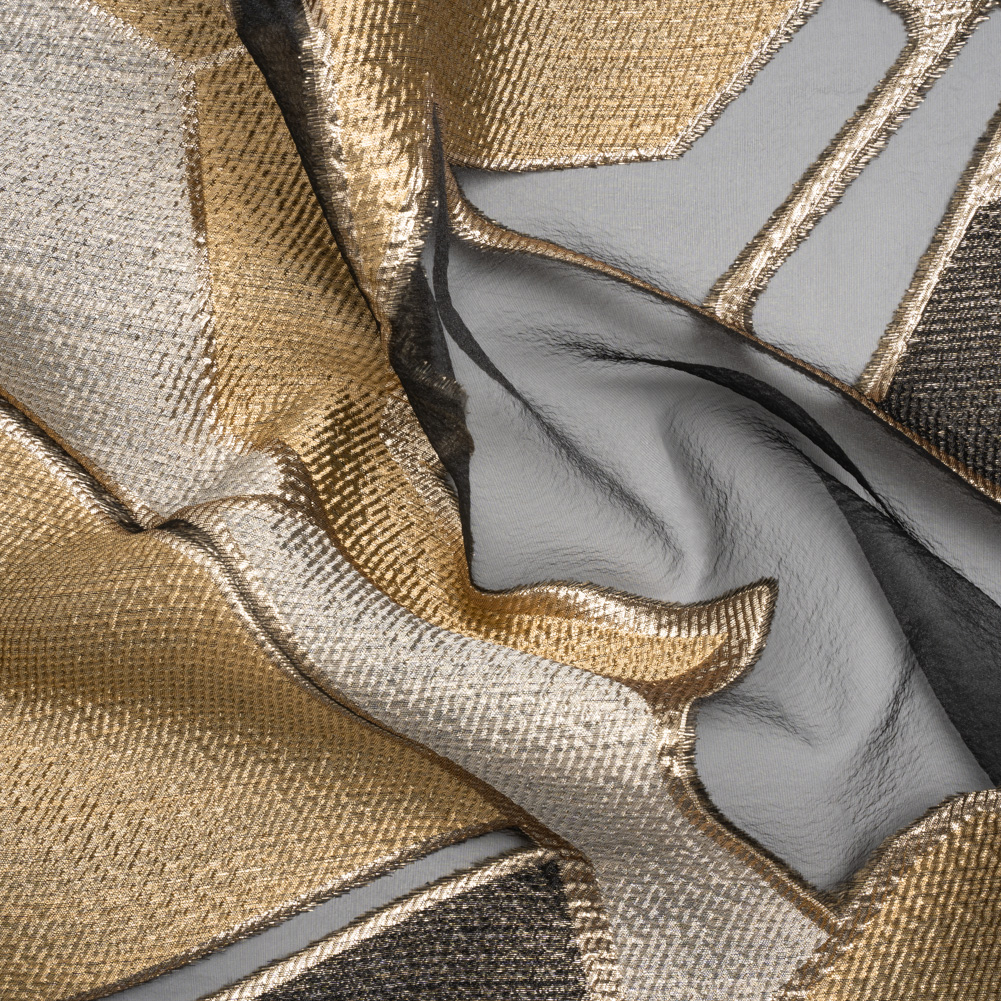 Gold, Silver and Black Metallic Abstractly Geometric Luxury Burnout Brocade Gold, Silver and Black Metallic Abstractly Geometric Luxury Burnout Brocade
