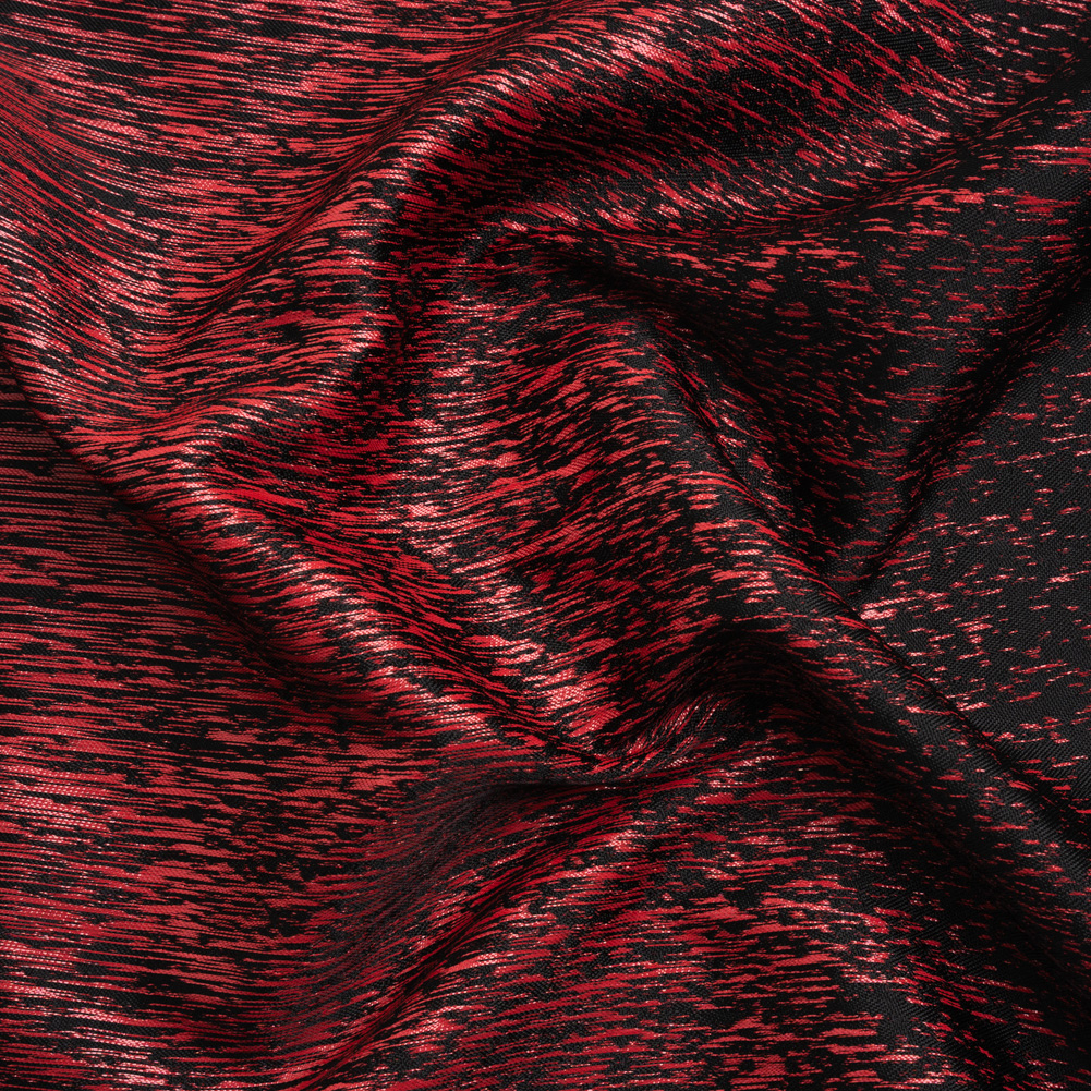 Black and Metallic Red Striated Luxury Brocade Black and Metallic Red Striated Luxury Brocade