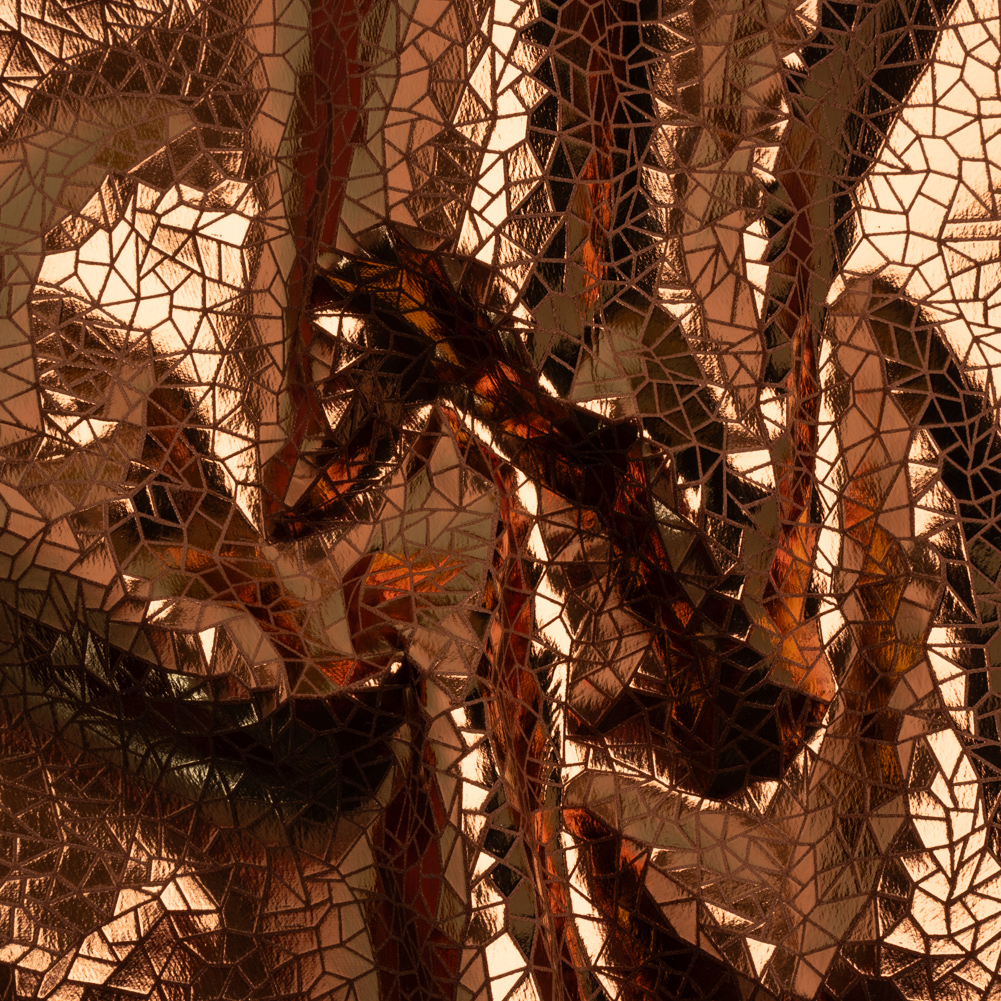 Copper Geometric Crackle Metallic Foiled Chenille Copper Geometric Crackle Metallic Foiled Chenille