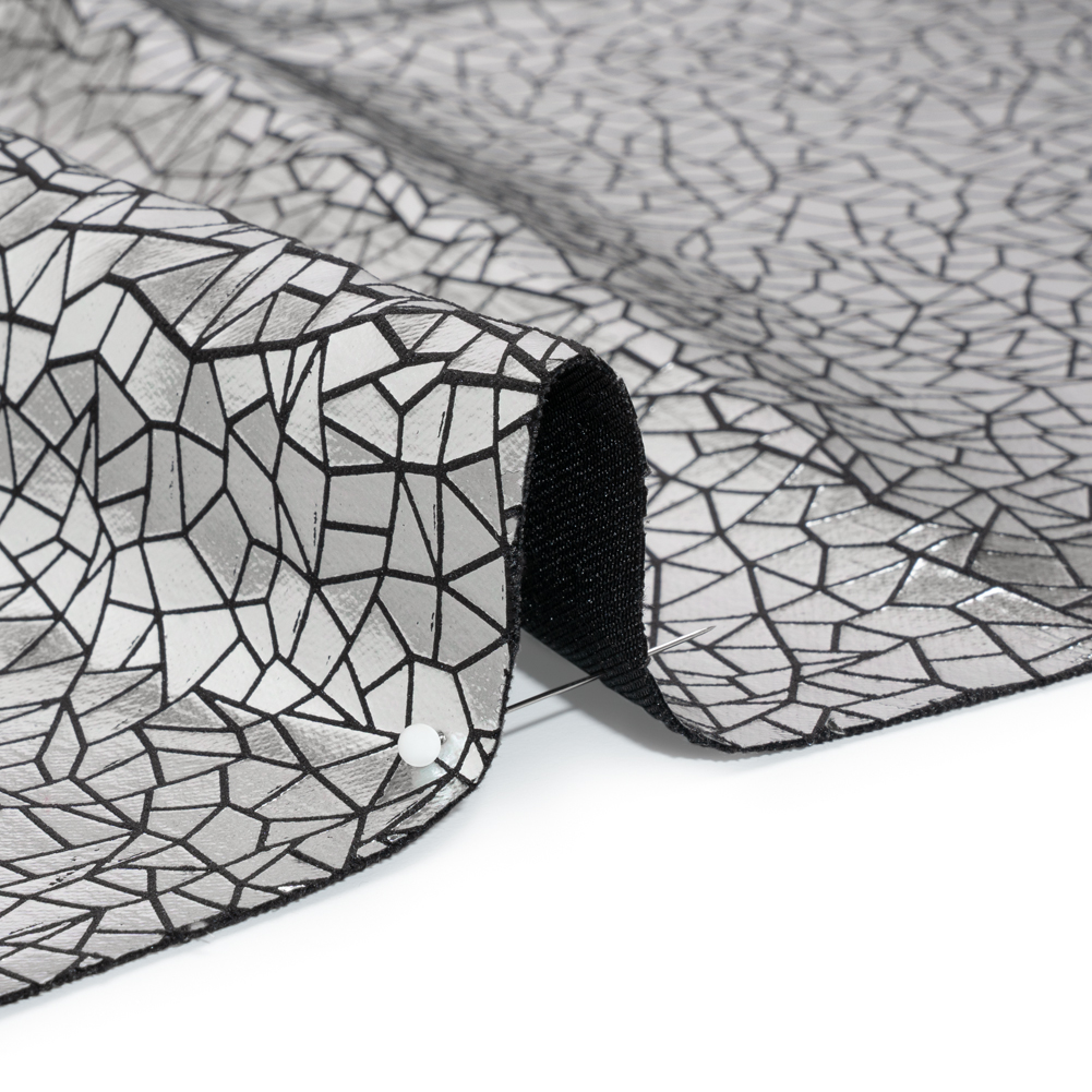 Silver Geometric Crackle Metallic Foiled Chenille Silver Geometric Crackle Metallic Foiled Chenille
