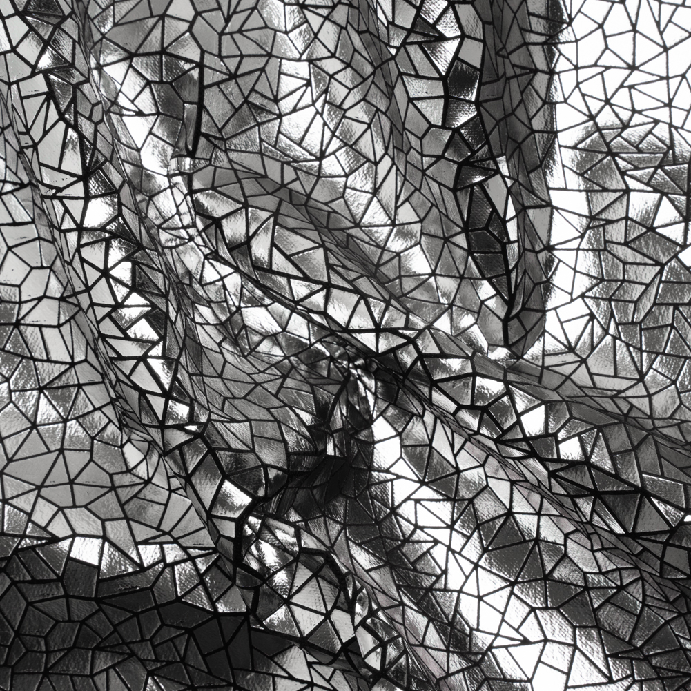 Silver Geometric Crackle Metallic Foiled Chenille Silver Geometric Crackle Metallic Foiled Chenille