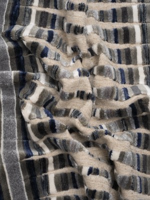 Blue Steel Stripes and Plush Velvet Undulating Lines Upholstery Woven Blue Steel Stripes and Plush Velvet Undulating Lines Upholstery Woven