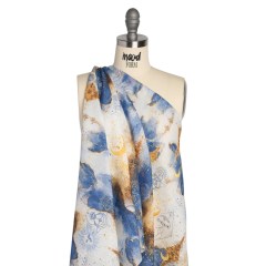 Blue and Gold Suns and Stars Medium Weight Linen Woven Blue and Gold Suns and Stars Medium Weight Linen Woven