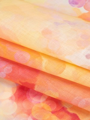 Yellow, Orange and Pink Sunburst Spots Medium Weight Linen Woven Yellow, Orange and Pink Sunburst Spots Medium Weight Linen Woven