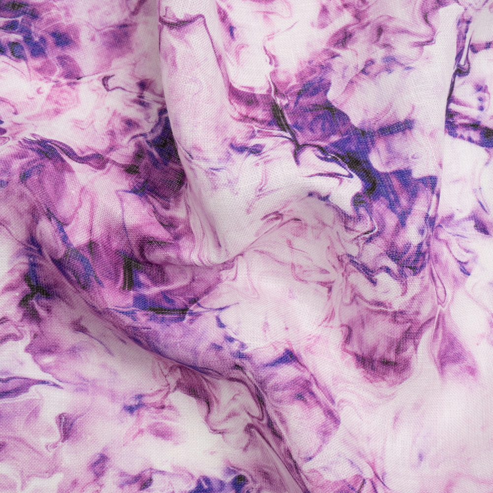 Purple and Ultramarine Marbled Medium Weight Linen Woven Purple and Ultramarine Marbled Medium Weight Linen Woven