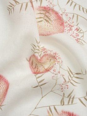 Muted Red, Yellow and Olive Sunny Puffballs Medium Weight Linen Woven Muted Red, Yellow and Olive Sunny Puffballs Medium Weight Linen Woven