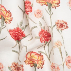 Red and Yellow Elegant Cut Flowers Medium Weight Linen Woven Red and Yellow Elegant Cut Flowers Medium Weight Linen Woven