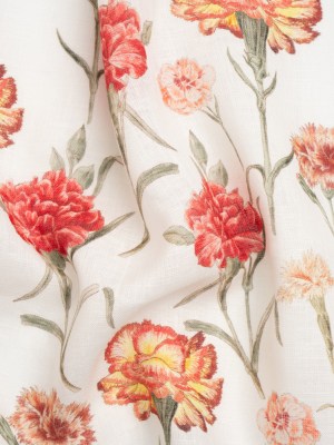 Red and Yellow Elegant Cut Flowers Medium Weight Linen Woven Red and Yellow Elegant Cut Flowers Medium Weight Linen Woven